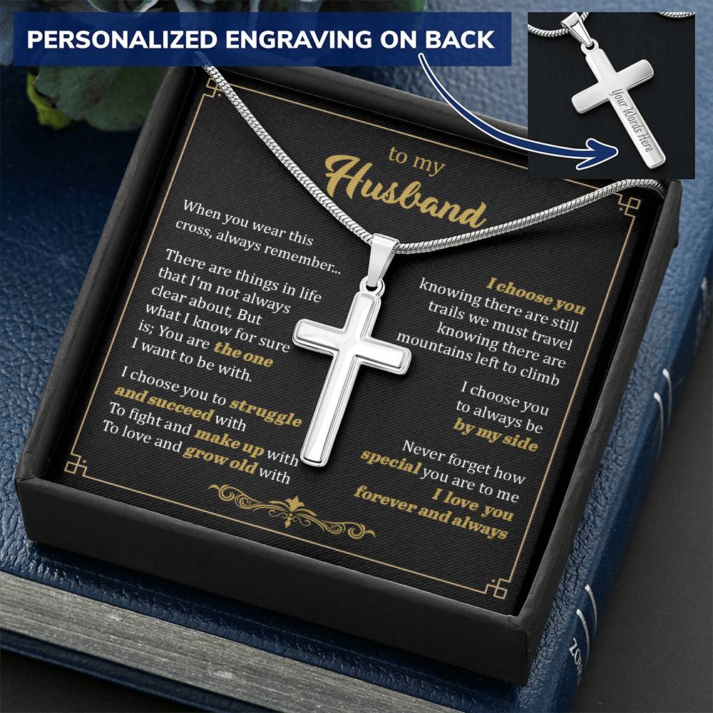 For Husband - I Know For Sure - Cross Customize Engraved Cross Necklace