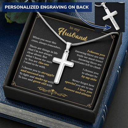 For Husband - I Know For Sure - Cross Customize Engraved Cross Necklace