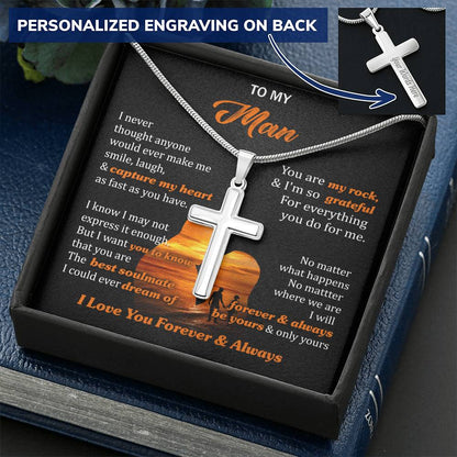 For Your Man - Everything You Do For Me - Cross Customize Engraved Cross Necklace