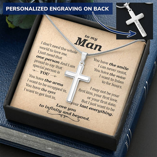 For Your Man - Special Person - Cross Customize Engraved Cross Necklace