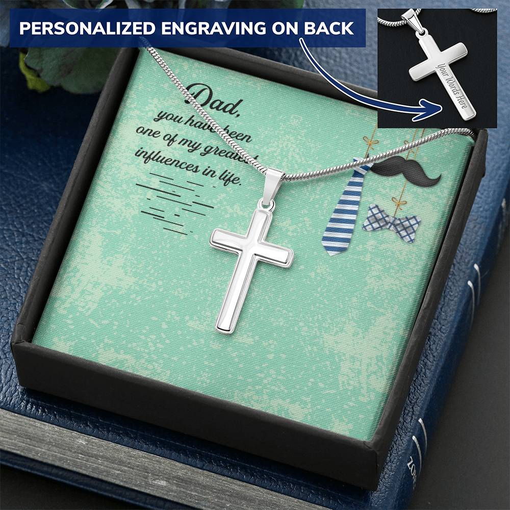 Gift For Dad  Customize Cross Necklace  Father Daughter  To My Dad  Custom Gift Customize Engraved Cross Necklace