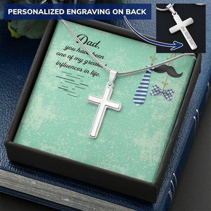 Gift For Dad  Customize Cross Necklace  Father Daughter  To My Dad  Custom Gift Customize Engraved Cross Necklace