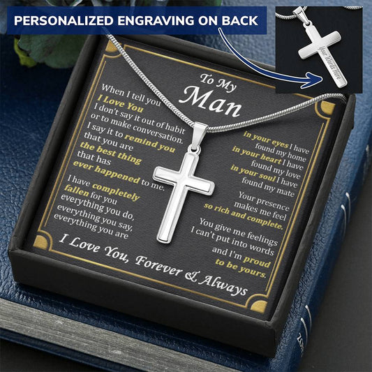For Your Man - Everything You Do - Cross Customize Engraved Cross Necklace