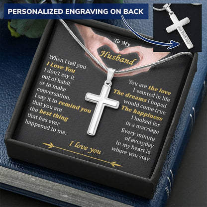 For Husband - The Best Thing To Me - Cross Customize Engraved Cross Necklace