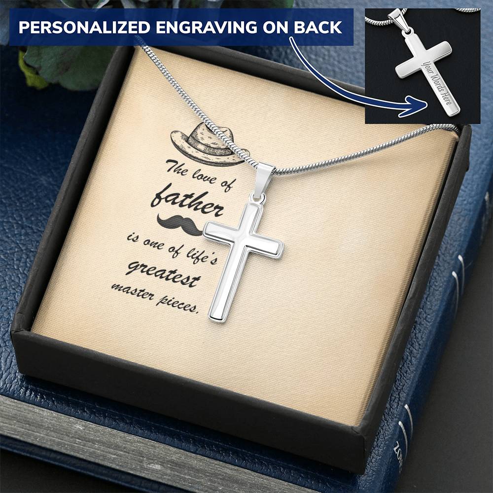 Gift For Dad  Customize Cross Necklace  Father Daughter  To My Dad From Son Customize Engraved Cross Necklace