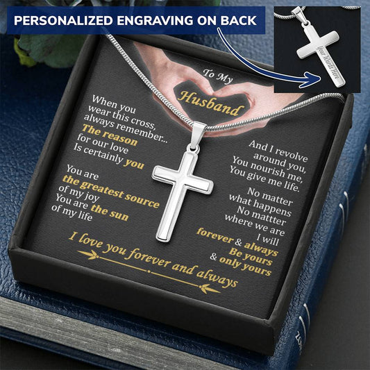 For Husband - The Reason - Cross Customize Engraved Cross Necklace