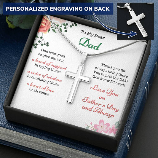 Cross Necklace Gift - To My Dear Dad Customize Engraved Cross Necklace