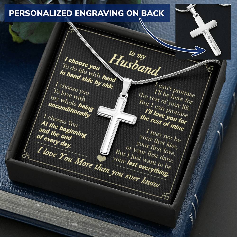 For Husband - Everyday - Cross Customize Engraved Cross Necklace