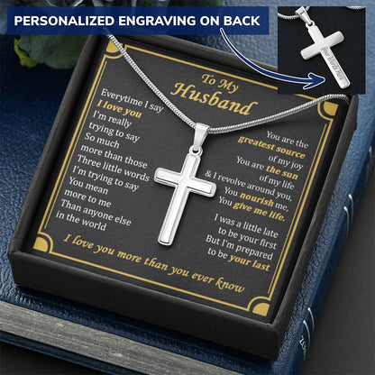 For Husband - The Sun Of My Life - Cross Customize Engraved Cross Necklace