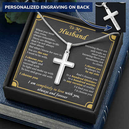 For Husband - I'd Find You - Cross Customize Engraved Cross Necklace