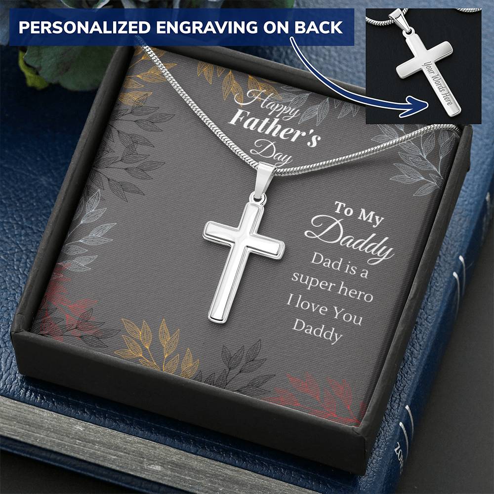 Cross Necklace For Dad Dad Gift From Daughter Gift For Dad  Father Gift From Daughter Customize Engraved Cross Necklace