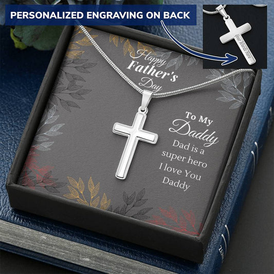 Cross Necklace For Dad Dad Gift From Daughter Gift For Dad  Father Gift From Daughter Customize Engraved Cross Necklace