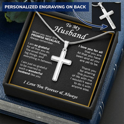 Gift For Husband - Big Things - Cross Customize Engraved Cross Necklace