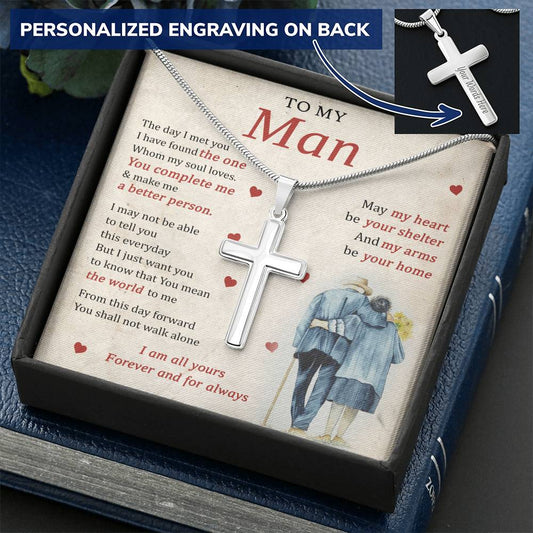 For Your Man - From This Day Forward - Cross Customize Engraved Cross Necklace
