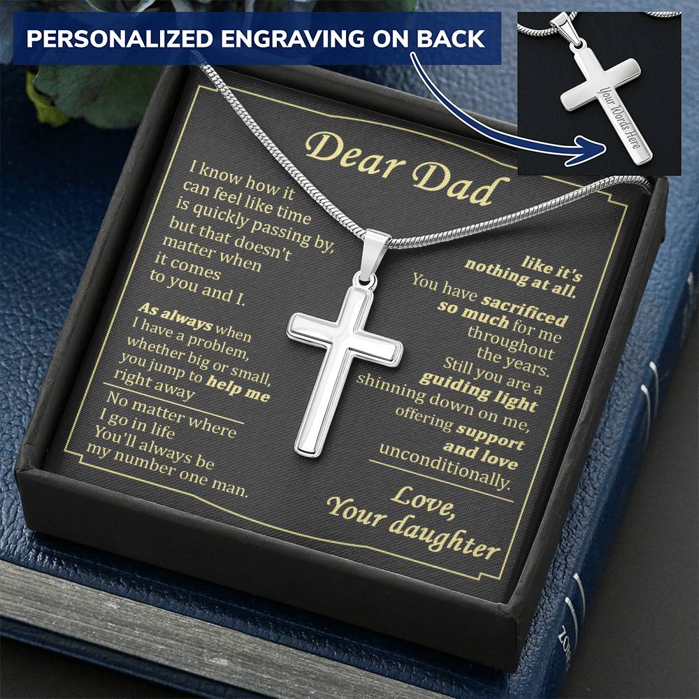 For Dad - My Number One Man 1 - Cross Customize Engraved Cross Necklace