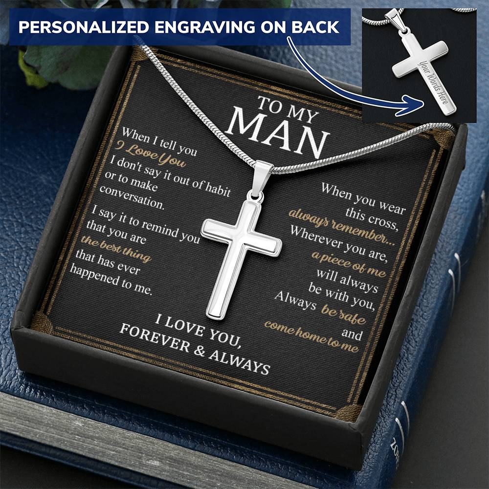 For Your Man - You Are The Best Thing 1 - Cross Customize Engraved Cross Necklace