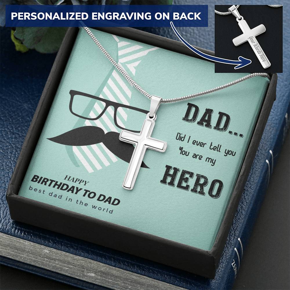 Dad Gift From Daughter Dad Birthday Gift From Daughter  Cross Necklace For Dad. 2 Customize Engraved Cross Necklace