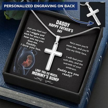 Father's Day - Cross - Normal Chain Customize Engraved Cross Necklace