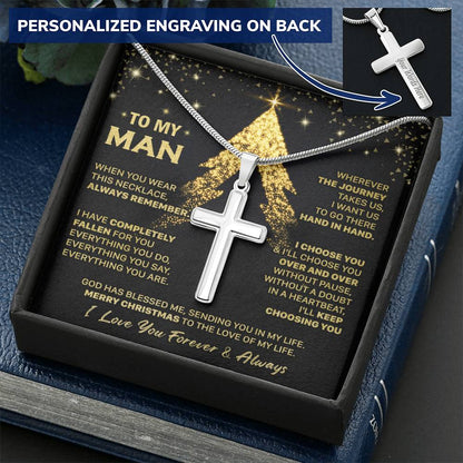 Gift For Husband - Remember - Cross Customize Engraved Cross Necklace