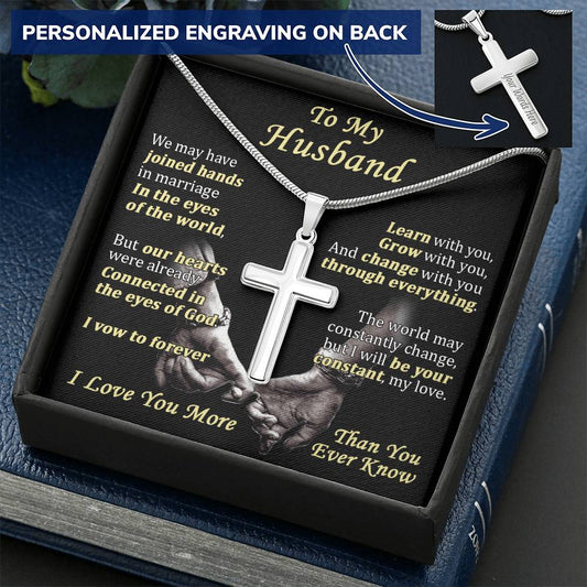 For Husband - My Love - Cross Customize Engraved Cross Necklace