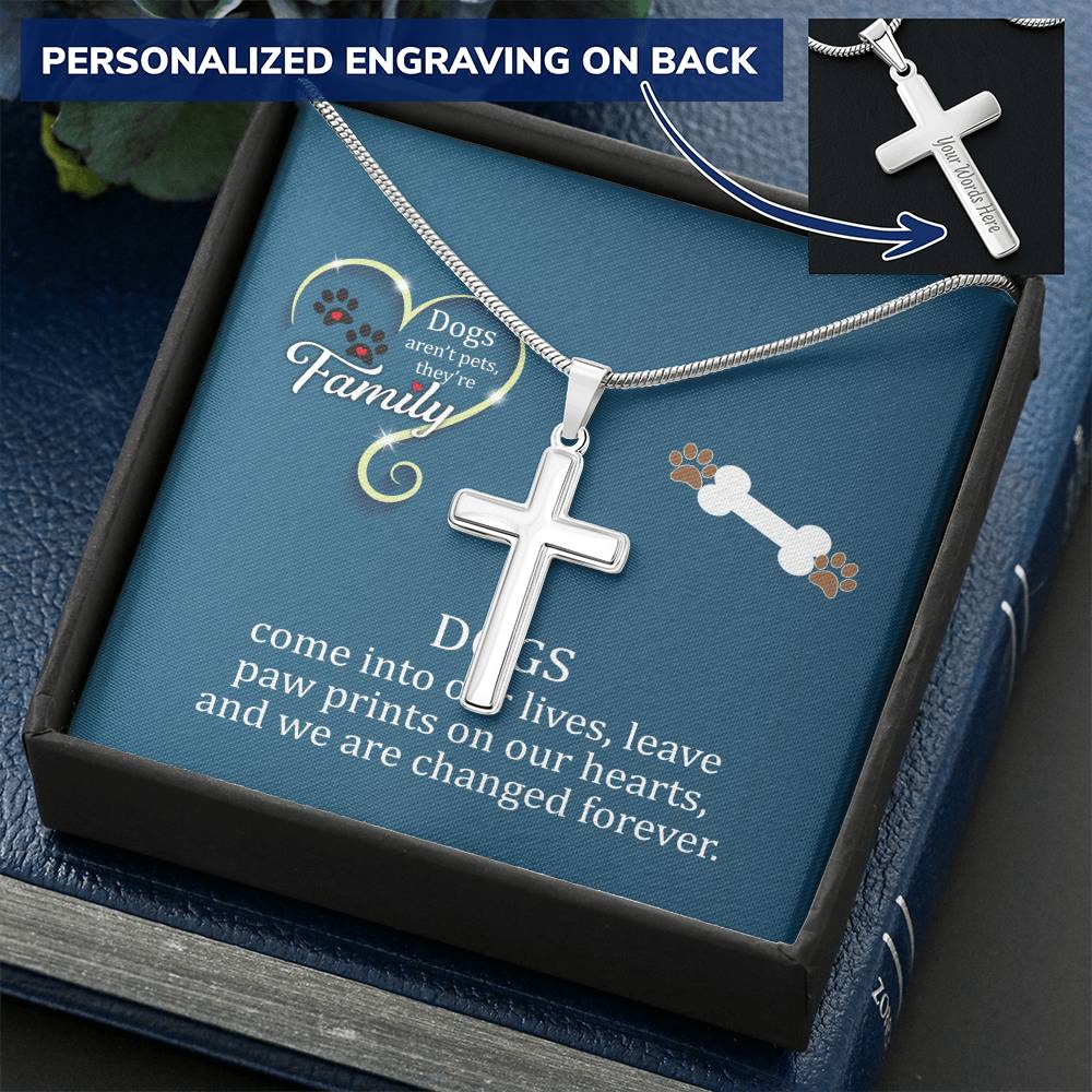 Awesome Pitbull Lover Gift Customize Engraved Cross Necklace