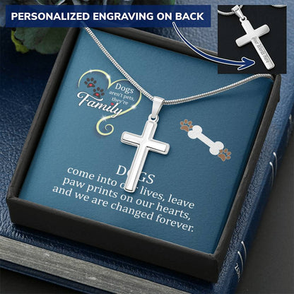 Awesome Pitbull Lover Gift Customize Engraved Cross Necklace