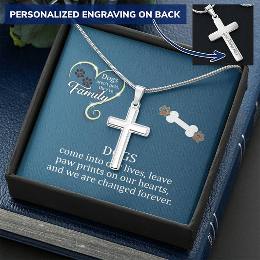 Awesome Pitbull Lover Gift Customize Engraved Cross Necklace