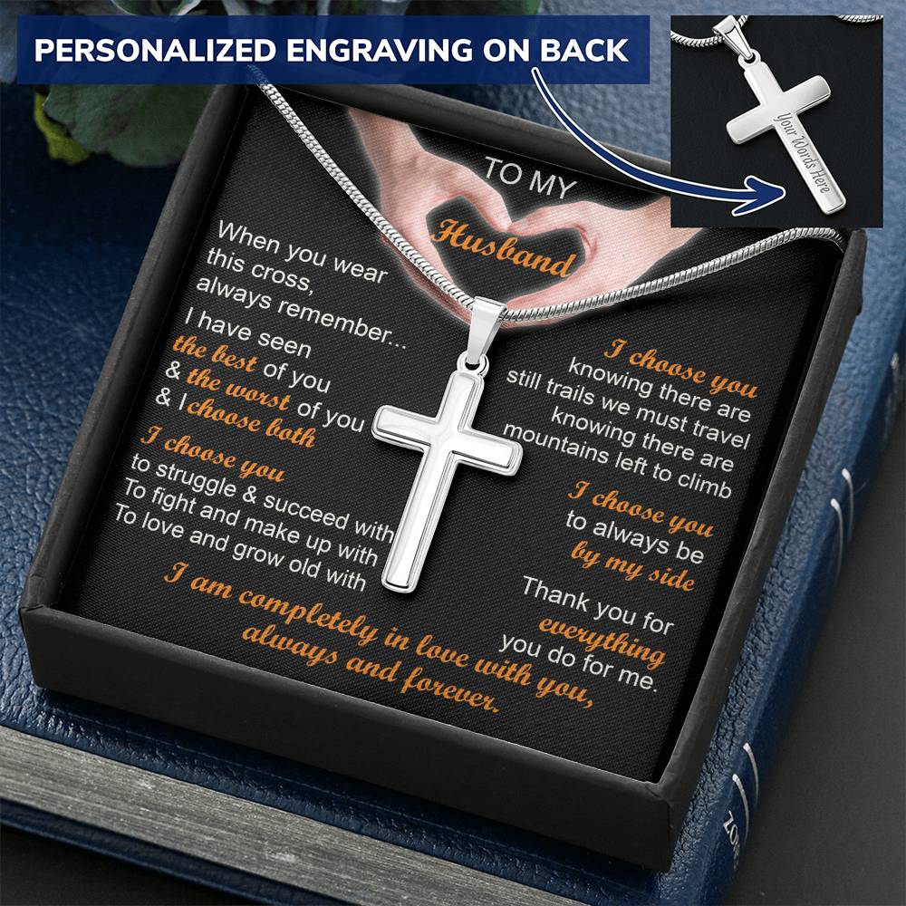 For Husband - Thanks For Everything You Do - Cross Customize Engraved Cross Necklace