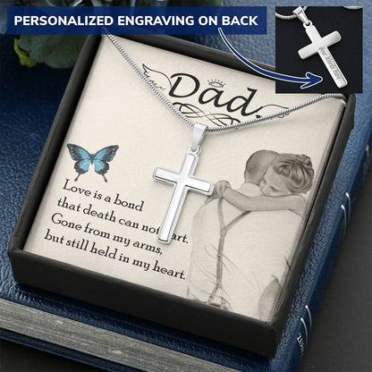 Dad - Love Is Board Thay Death Can Not Part - Necklace Customize Engraved Cross Necklace
