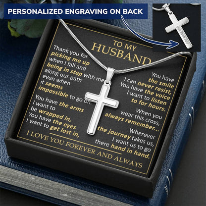 For Husband - Your Voice - Cross Customize Engraved Cross Necklace