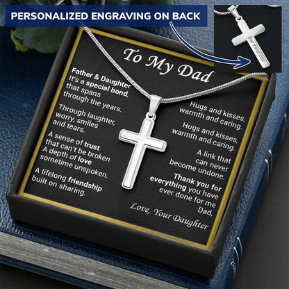 Gift For Dad - Special Bond - Cross Customize Engraved Cross Necklace