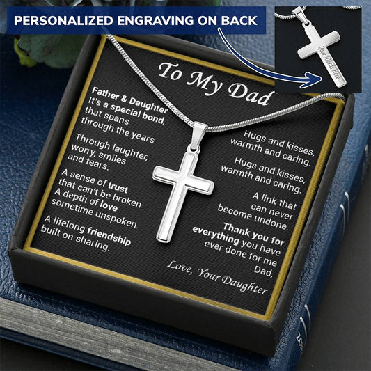 Gift For Dad - Special Bond - Cross Customize Engraved Cross Necklace