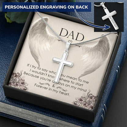 Dad - Forever In My Heart - Necklace Customize Engraved Cross Necklace