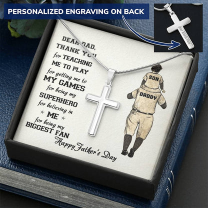 Dear Dad - Thank You Dad - Father's Day Gift - Luxury Necklace Customize Engraved Cross Necklace