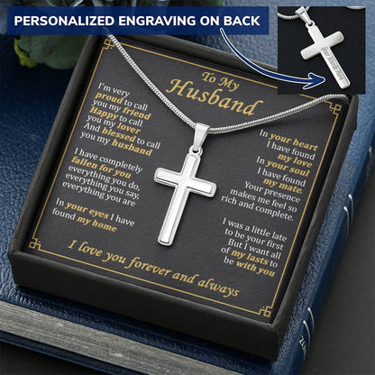 For Husband - My Lover - Cross Customize Engraved Cross Necklace