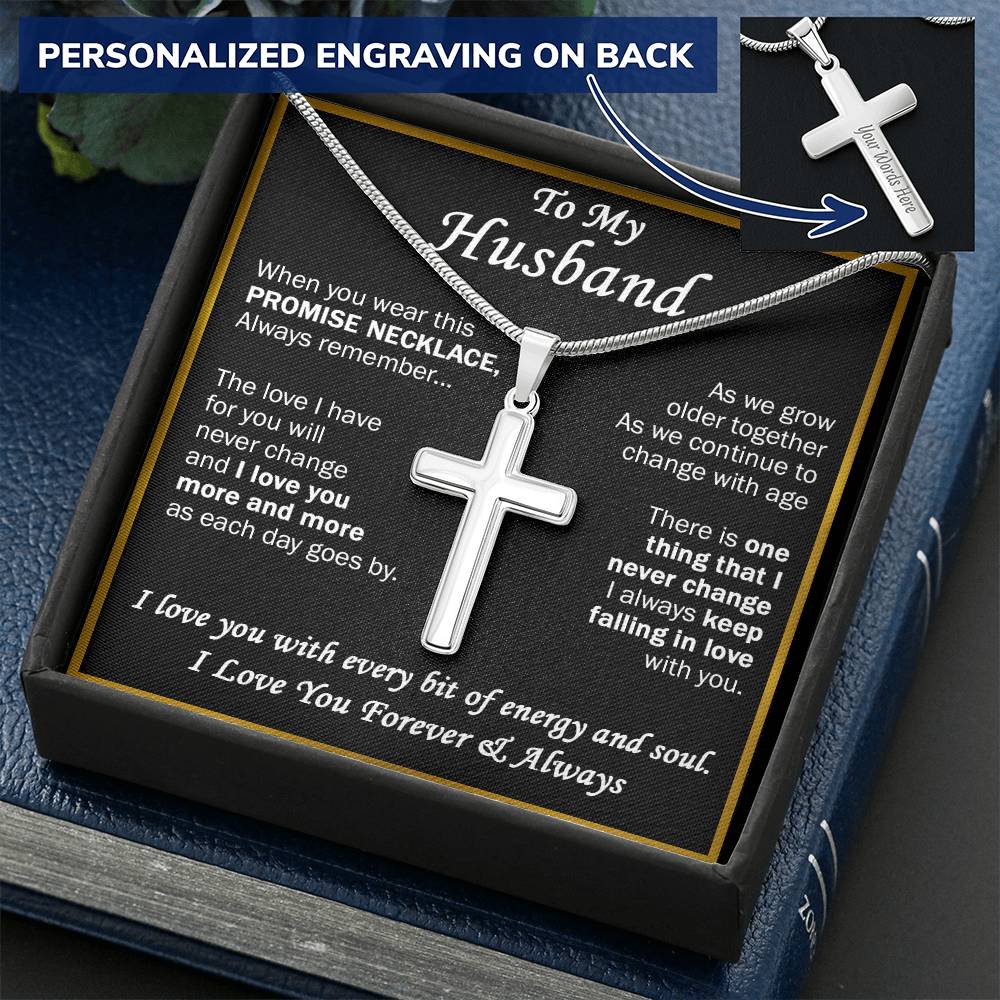 Gift For Husband - Energy - Cross - Cross Customize Engraved Cross Necklace