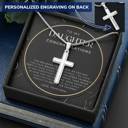 Daughter Graduation Gift Necklace For Her College Graduation Gift For Her High School Senior Graduation Class Of 2021 Customize Engraved Cross Necklace