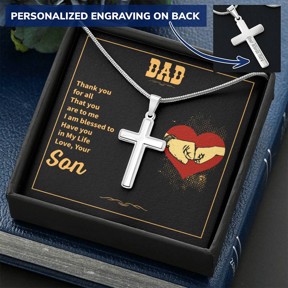 Gift For Dad - Cross Necklace 3 Customize Engraved Cross Necklace