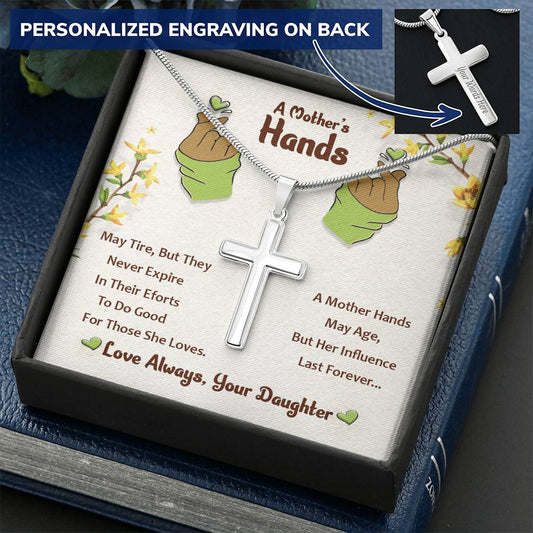 Cross Necklace For Mother Customize Engraved Cross Necklace