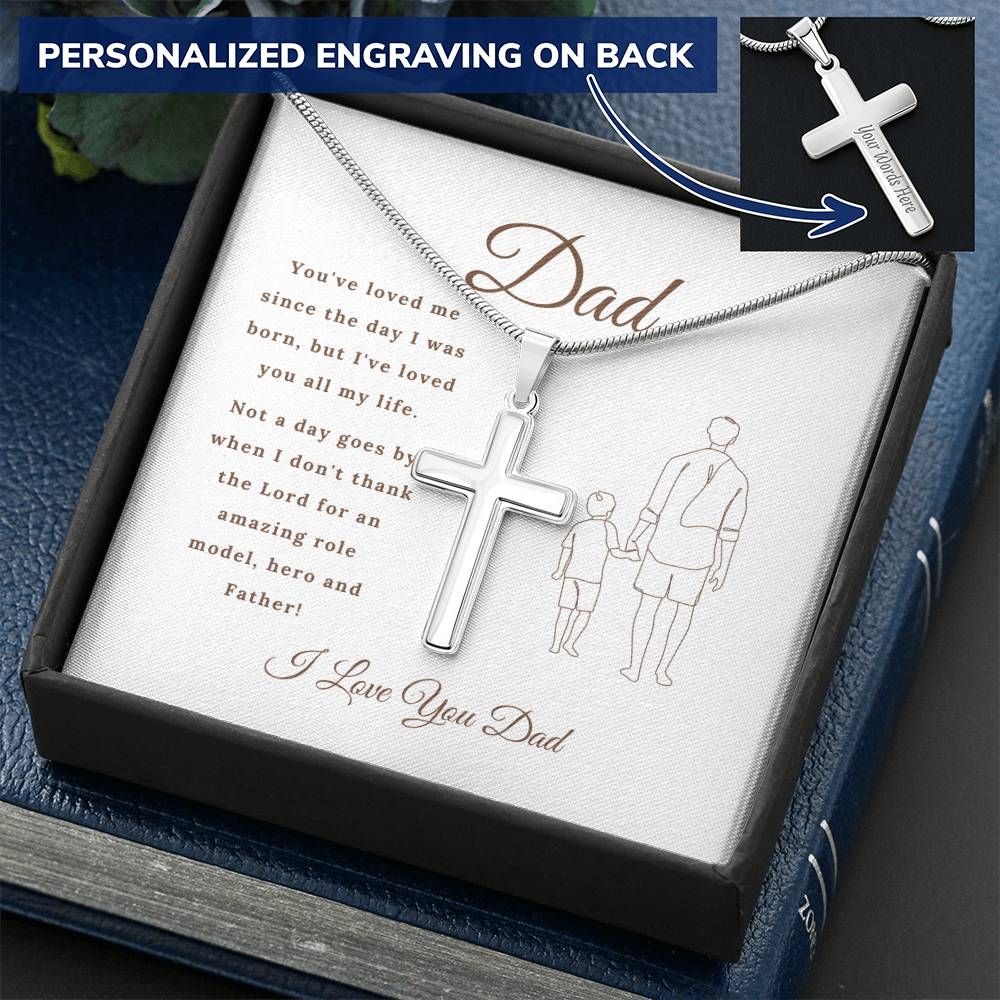 Father’S Day Cross Pendant Gift For Dad Father’S Day Gift Father’S Day Father's Day Necklace Father's Day Jewellery 1 Customize Engraved Cross Necklace
