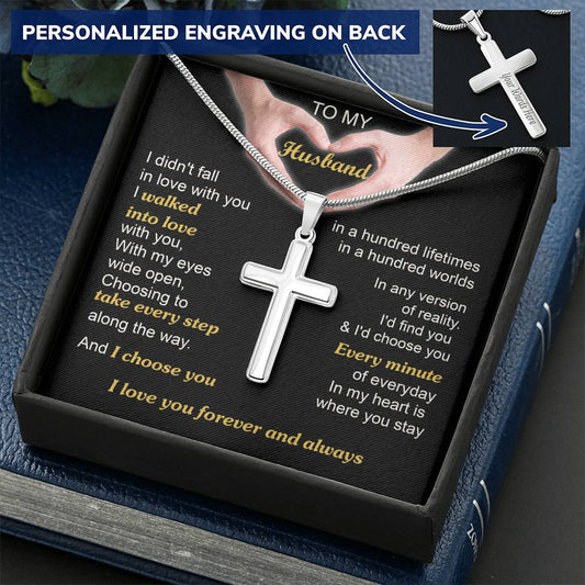 For Husband - Every Minute - Cross Customize Engraved Cross Necklace