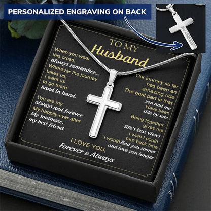For Husband - Amazing Ride - Cross Customize Engraved Cross Necklace