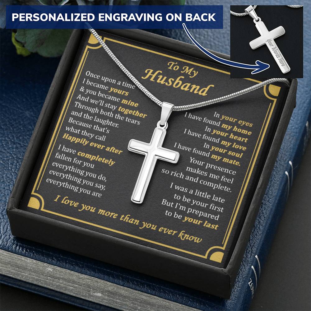 For Husband - The Tears And The Laughter - Cross Customize Engraved Cross Necklace