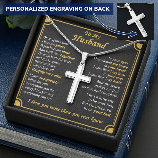 For Husband - The Tears And The Laughter - Cross Customize Engraved Cross Necklace