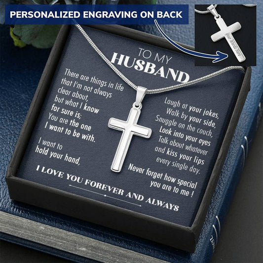 For Husband - Your Jokes 1 - Cross Customize Engraved Cross Necklace