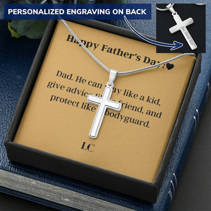 Cross Necklace As Gift For International Father's Day With A Congratulatory Card Customize Engraved Cross Necklace