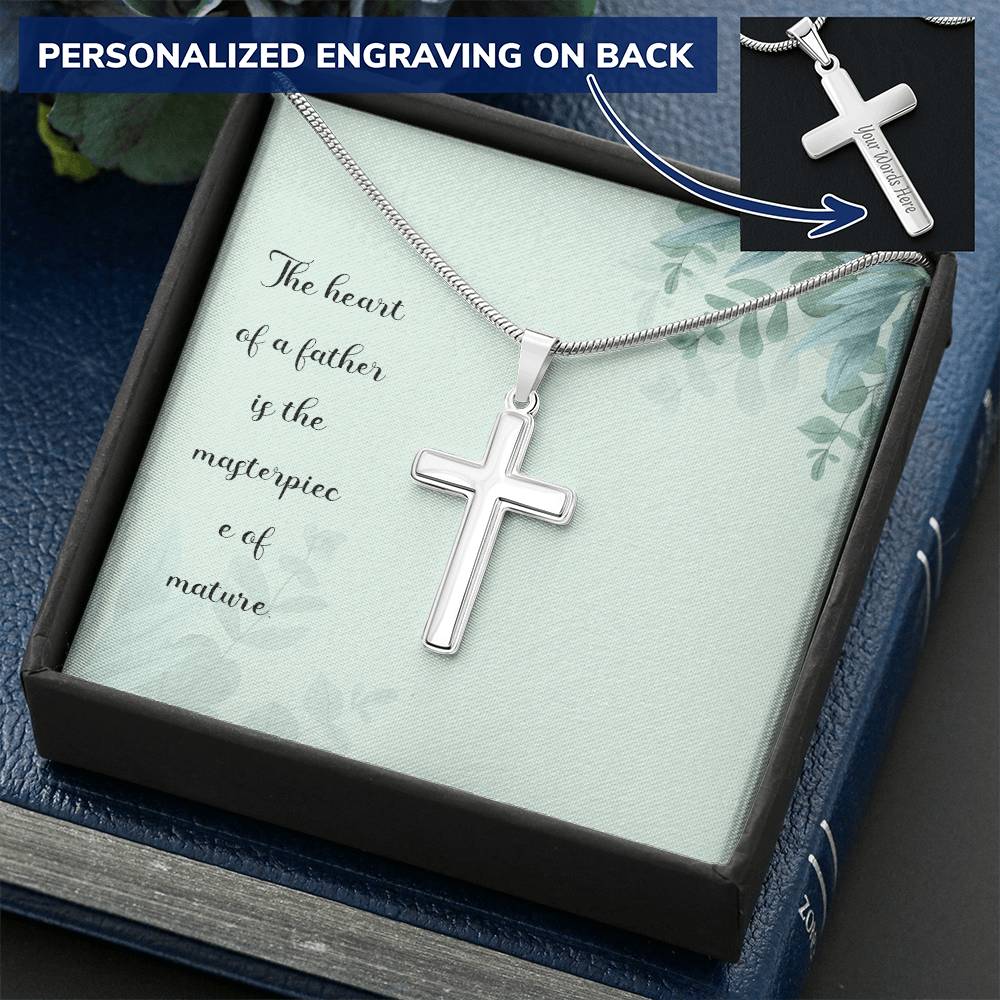 Gift For Dad  Customize Cross Necklace  Father Daughter  To My Dad 3 Customize Engraved Cross Necklace