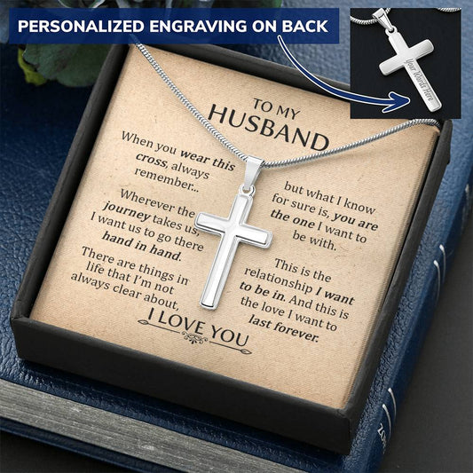 For Husband - When You Wear This Cross Always Remember 1 - Cross Customize Engraved Cross Necklace