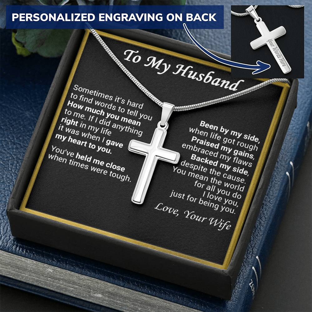 Gift For Husband - My Flaws - Cross Customize Engraved Cross Necklace