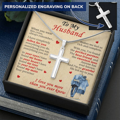For Husband - The Best Friend - Cross Customize Engraved Cross Necklace
